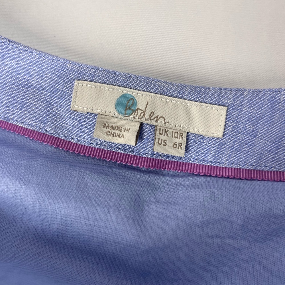 Boden Light Blue Linen Midi Dress with Multicolor Button Detail - Picture 9 of 12
